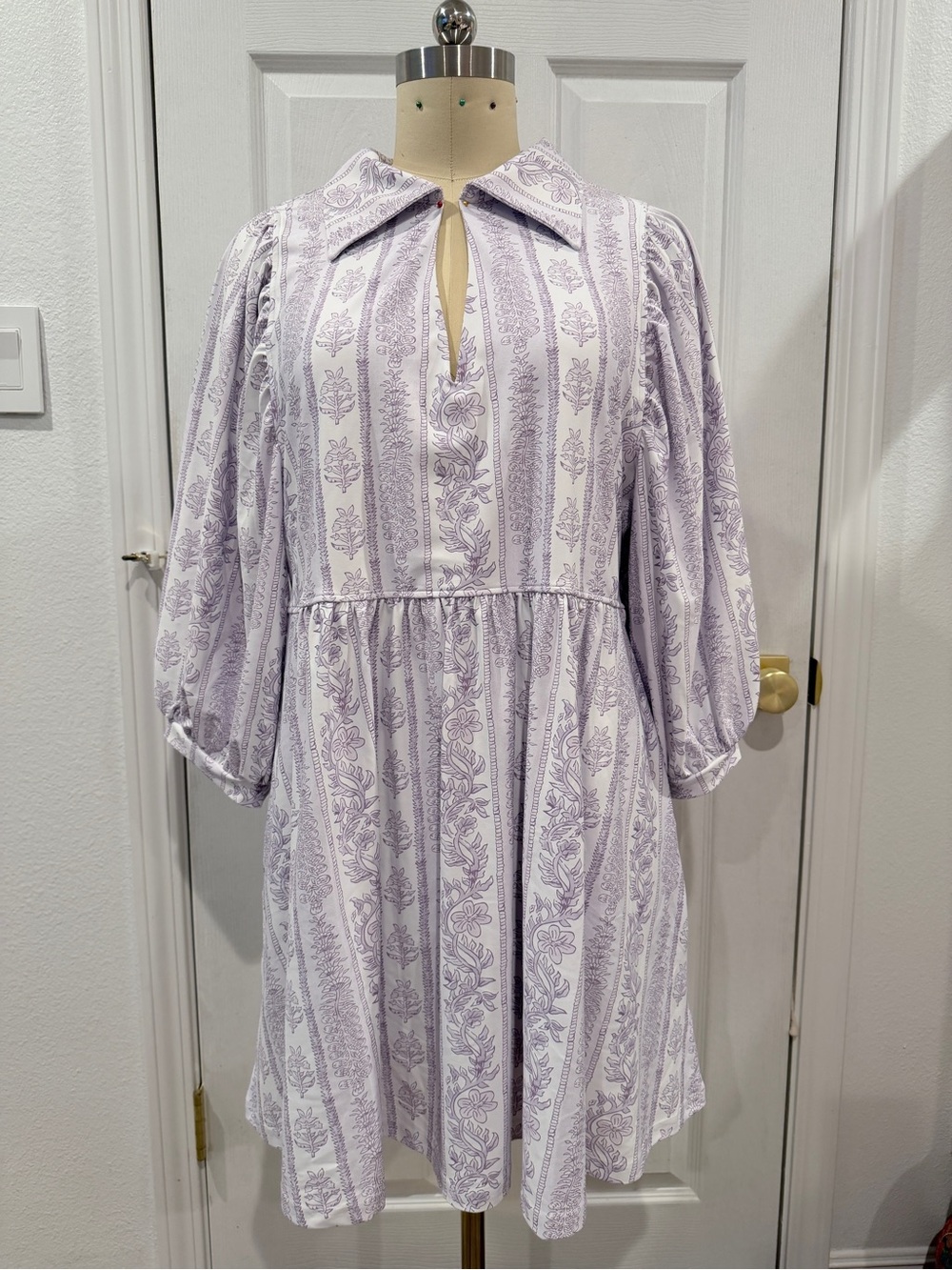 Smith & Quinn Lilac Striped Floral Midi Babydoll Dress